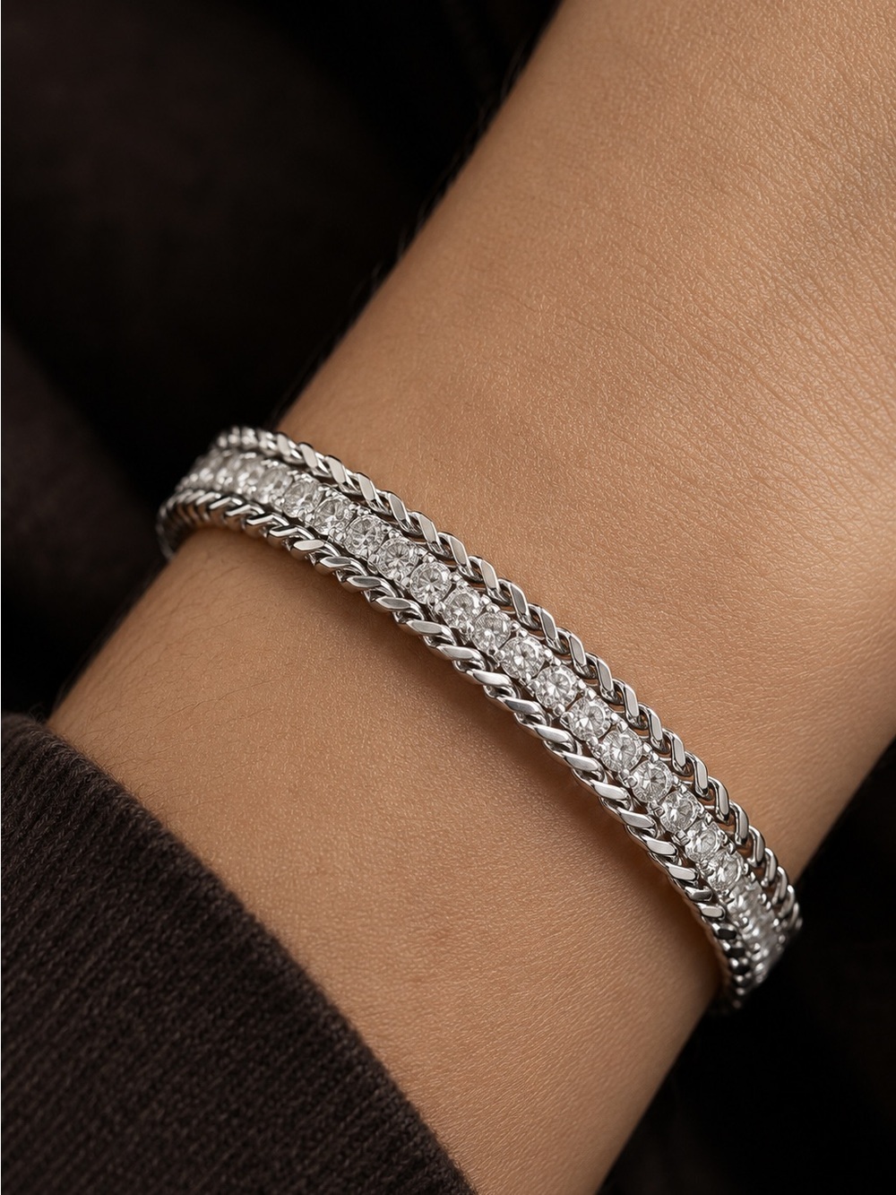 Stainless Steel Jewelry Tennis Chain Women Bracelet - Picture 2 of 4